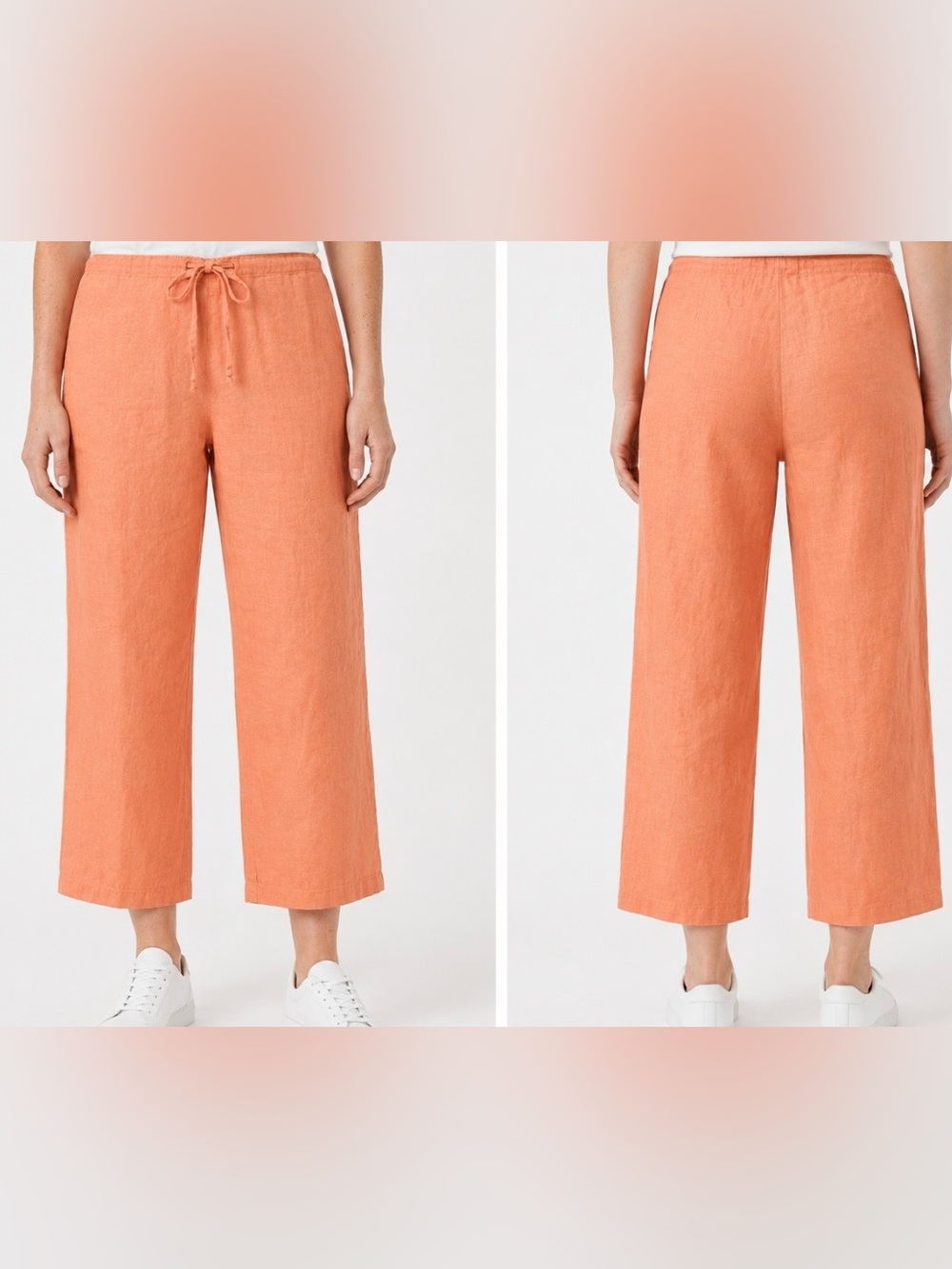 Massimo Peach Drawstring Linen Crop Pants